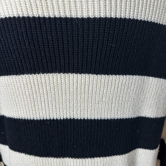 EXPRESS Nautical Black & White Stripe Quarter Zip Sweater Size Medium - Picture 5 of 11